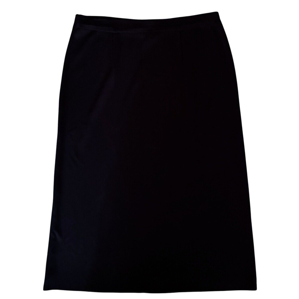 MISOOK Classic Straight Skirt Size XL Midi Length Solid Black Elastic Waist
